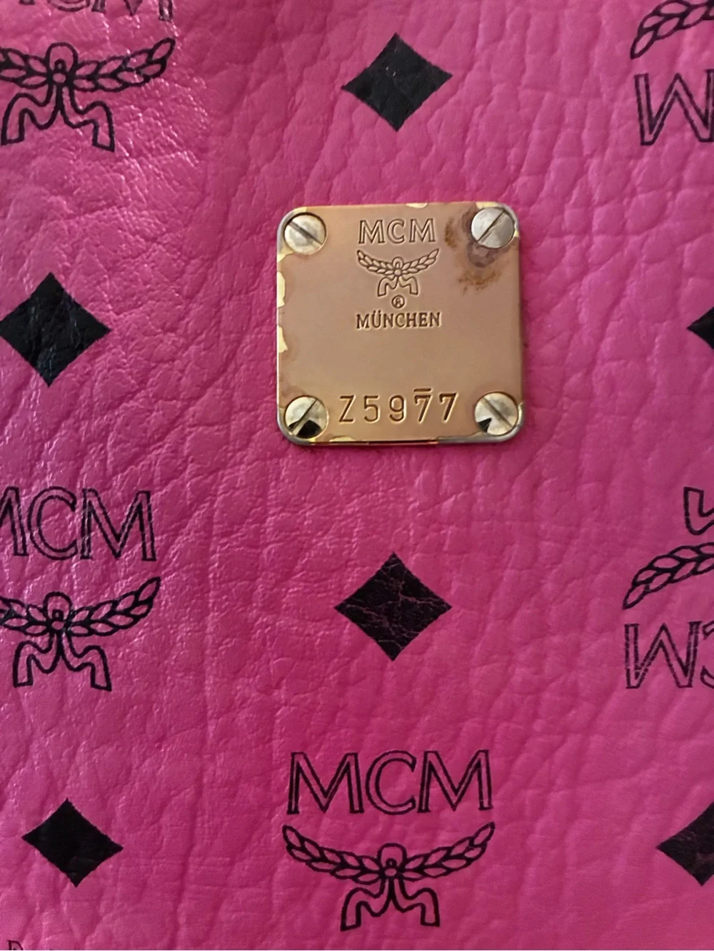 MCM VISETOS STUDDED MEDIUM STARK BACKPACK Bubble Gum Pink MSRP $1498